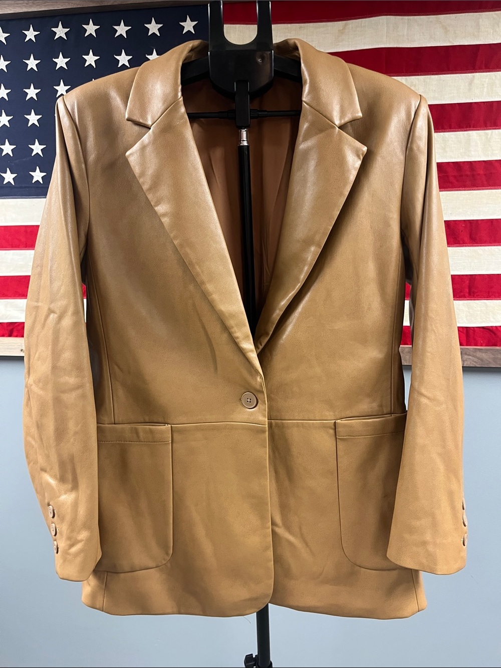 Marked by Reunited - Tan Faux Leather Blazer